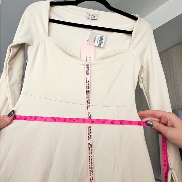 Oh Polly Baize Ivory Square Neck Long Sleeve Mini Dress NWT Size 8 - Picture 15 of 15